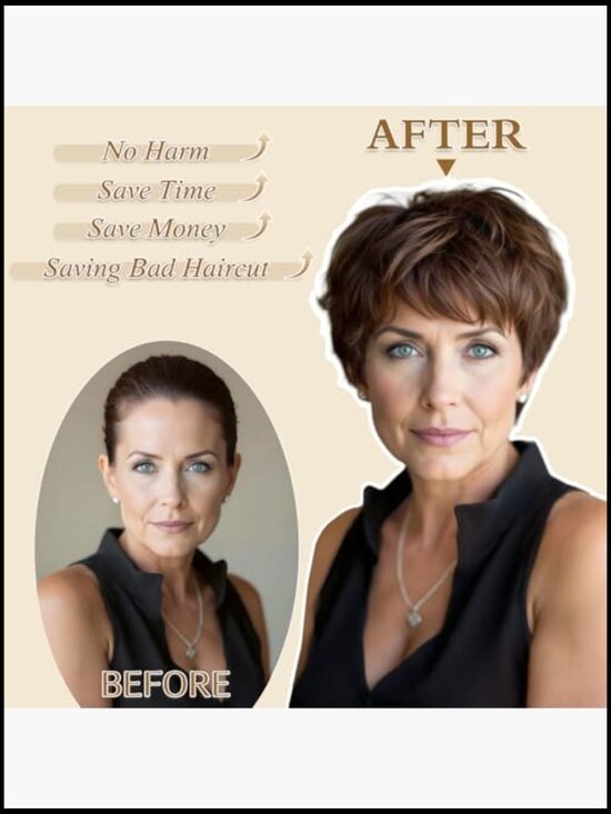 Short Natural Layered Wig Heat Resistant Synthetic Hair Fluffy Curls Daily Wear